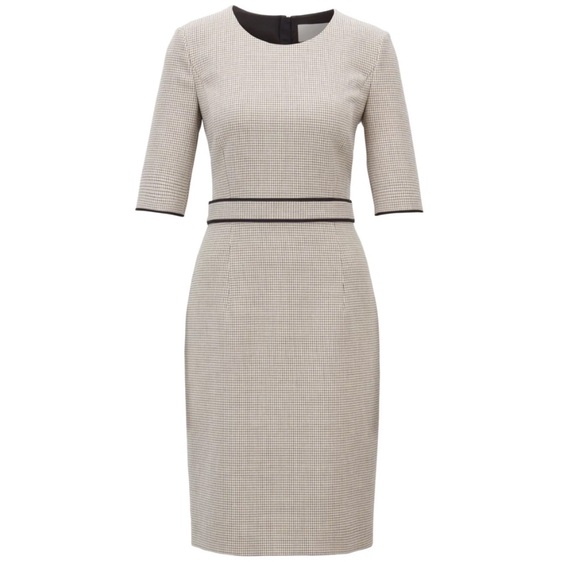 HUGO BOSS Checked Dress with Belt Back Full Zipper Women’s Size 10 - Picture 3 of 3